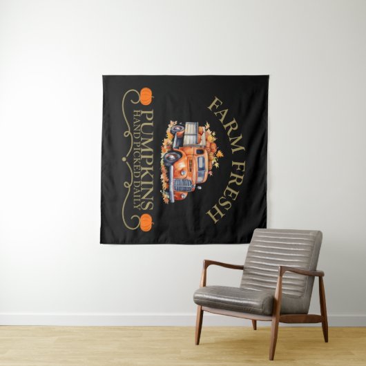 Boerderij verse waterverf pompoenen laat herfst he wandkleed (In Situ (horizontaal))