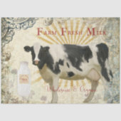 Boerderij: Verse zwarte Koe met Sun Rays Decoupage Tissuepapier (Voorkant)