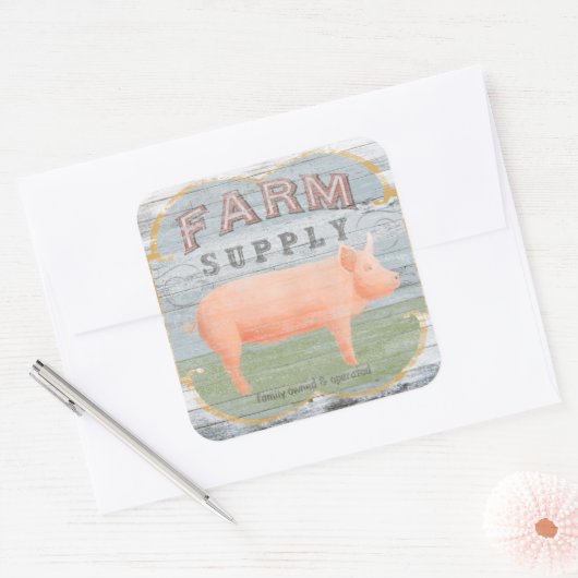 Boerderij Vierkante Sticker (Envelop)