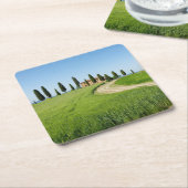 Boerderij villa met cypersbomen in Toscane Kartonnen Onderzetters (Schuin)