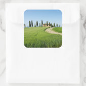 Boerderij villa met cypersbomen in Toscane Vierkante Sticker (Tas)