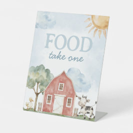 Boerderij voedsel tafel teken reclamebord met voetstuk