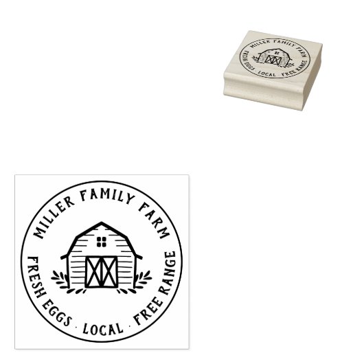 Boerderij voor Barn Logo - Aangepaste kippeneieren Rubberstempel (Gestempeld)