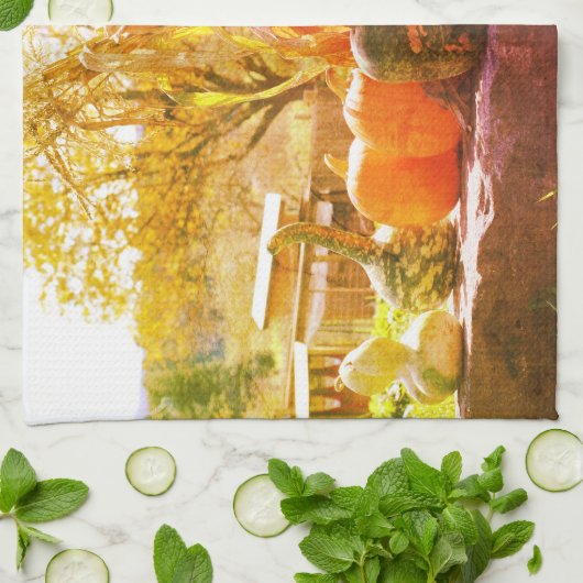 Boerderij voor pompoenen en pompoenen, Abstract Theedoek (Gevouwen)