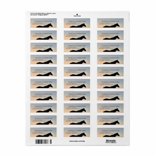 Boerderij voor retournering van paarden of Ranch Etiket (Full Sheet)