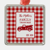 Boerderij Vrachtwagen - Aangepaste naam kersttang Metalen Ornament (Voorkant)