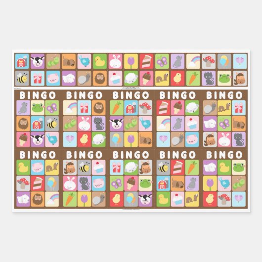 Boerderij Vrienden BINGO Verjaardagsfeest Spel of Inpakpapier Vel (Voorkant 3)