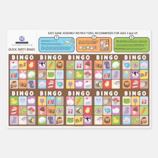 Boerderij Vrienden BINGO Verjaardagsfeest Spel of Inpakpapier Vel (Voorkant)