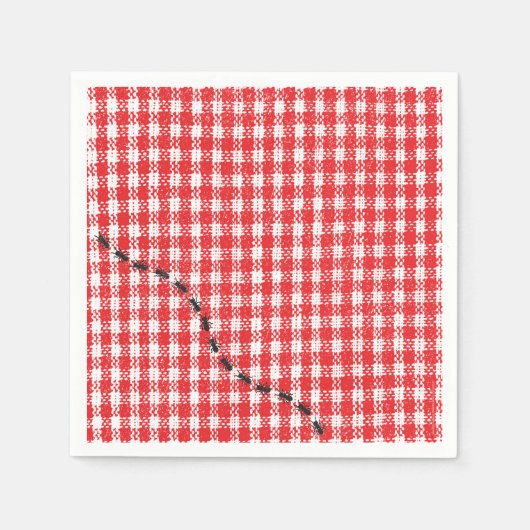 Boerderij Vrienden Gingham Verjaardag Party Papier Servet (Voorkant)