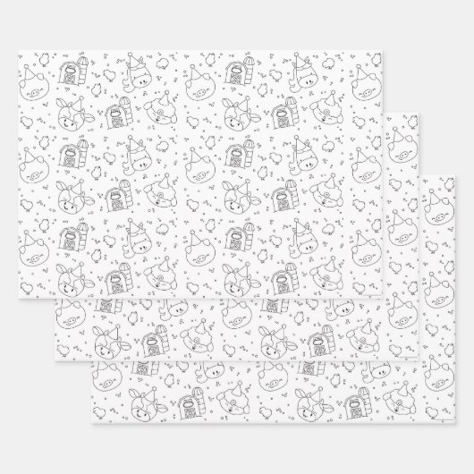 Boerderij Vrienden Kleur-Het-Zelf Verjaardagsfeest Inpakpapier Vel (Set)