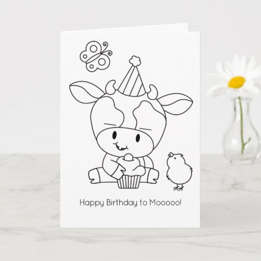 Boerderij Vrienden Kleur Zelf Koe Kaart (Kleine Plant)