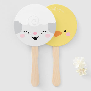 Boerderij Vrienden Lam & Chick Hand Fan Maskers Handwaaier