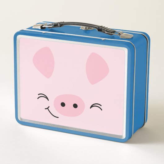Boerderij Vrienden Lunch Box met Speelse Varken op (Achterkant)