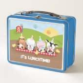 Boerderij Vrienden Lunch Box met Speelse Varken op (Voorkant)