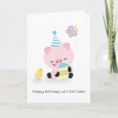 Boerderij Vrienden Speelse Pig Happy Birthday Groe Kaart (Voorkant)