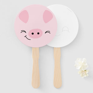 Boerderij Vrienden Varken Hand Fan met Draw-a-Face Handwaaier