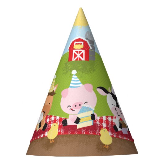 Boerderij Vrienden Verjaardag Papier Party Pet Feesthoedjes (Voorkant)