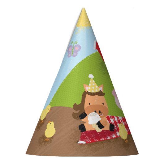Boerderij Vrienden Verjaardag Papier Party Pet Feesthoedjes (Links)