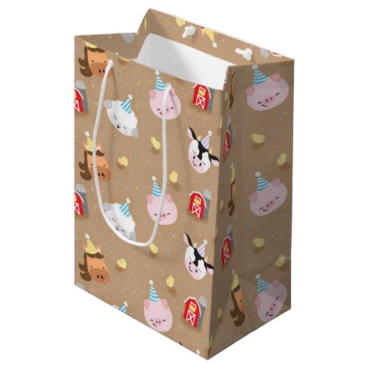 Boerderij Vrienden Verjaardag Party Gift Bag Medium Cadeauzakje (Voorkant Gekanteld)