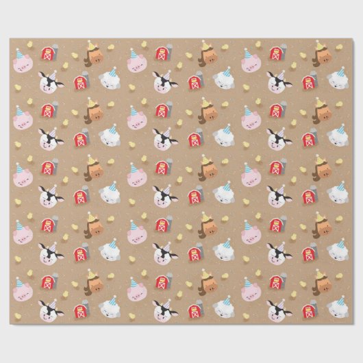 Boerderij Vrienden Verjaardagsfeest Cadeaupapier (Vlak)