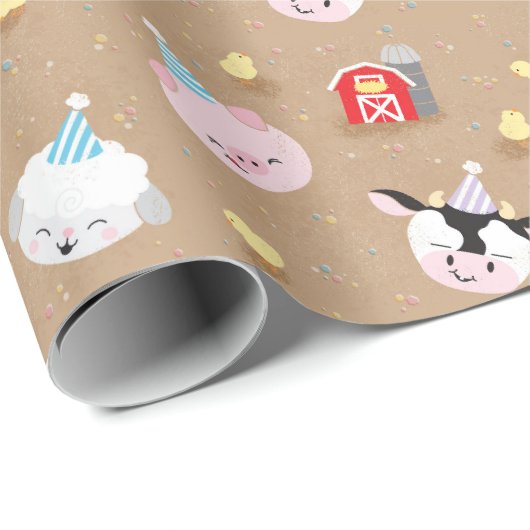 Boerderij Vrienden Verjaardagsfeest Cadeaupapier (Rol Hoek)