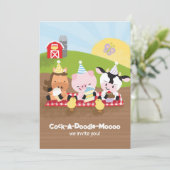 Boerderij Vrienden Verjaardagsfeest Uitnodiging, V Kaart (Staand voorkant)