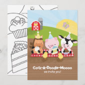 Boerderij Vrienden Verjaardagsfeest Uitnodiging, V Kaart (Voorkant / Achterkant)