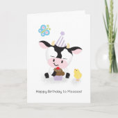 Boerderij Vrienden Vrolijke Koe Gelukkige Verjaard Kaart (Voorkant)
