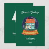 Boerderij Vrolijk Kerstfeest Sneeuw Wereldbol Sant Feestdagenkaart (Voorkant / Achterkant)