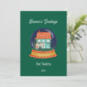 Boerderij Vrolijk Kerstfeest Sneeuw Wereldbol Sant Feestdagenkaart (Staand voorkant)