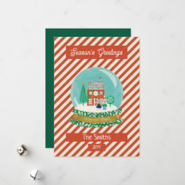 Boerderij Vrolijk Kerstfeest Sneeuw Wereldbol Sant Feestdagenkaart