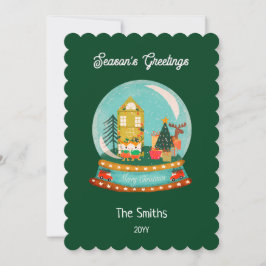 Boerderij Vrolijk Kerstfeest Sneeuw Wereldbol Sant Feestdagenkaart