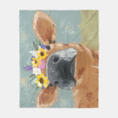 Boerderij vun - koe met bloeiende kroon fleece deken (Voorkant)