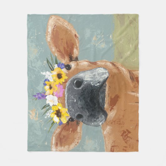 Boerderij vun - koe met bloeiende kroon fleece deken (Voorkant)