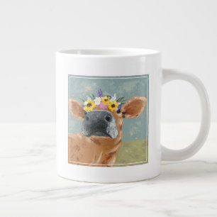 Boerderij vun - koe met bloeiende kroon grote koffiekop