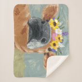 Boerderij vun - koe met bloeiende kroon sherpa deken (Voorkant)