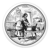 Boerderij Wasruimte 🧺✨ Wit Keramische Knop (Voorkant)