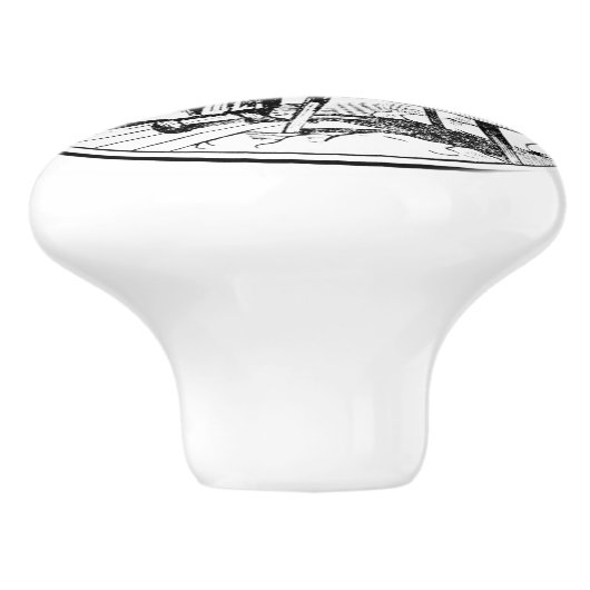  Boerderij Wasruimte 🧺✨ Wit Keramische Knop (Zijkant)