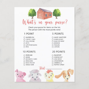 Boerderij - Wat zit er in je tas baby shower spel