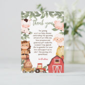 Boerderij Waterverf Dieren Baby shower Bedankkaart (Staand voorkant)
