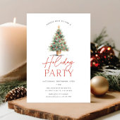 Boerderij Waterverf Kerstboom Vakantie Party Kaart