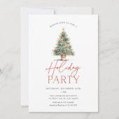Boerderij Waterverf Kerstboom Vakantie Party Kaart (Voorkant)