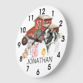 Boerderij Waterverf Koe Varkens Monogram Grote Klok (Hoek)