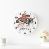 Boerderij Waterverf Koe Varkens Monogram Grote Klok (Huis)