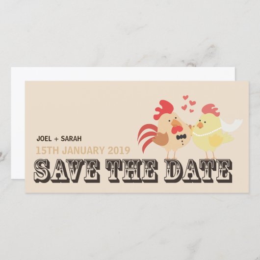 Boerderij Wedding Chickens Save the Date Aankondig (Voorkant / Achterkant)