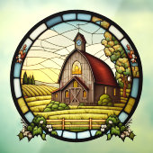 Boerderij weiland schuur faux Glas in lood Raamsticker (Vel 3)