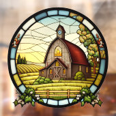 Boerderij weiland schuur faux Glas in lood Raamsticker (Vel 2)