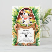 Boerderij Whimsical Koe Verjaardag Kaart (Staand voorkant)