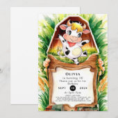 Boerderij Whimsical Koe Verjaardag Kaart (Voorkant / Achterkant)