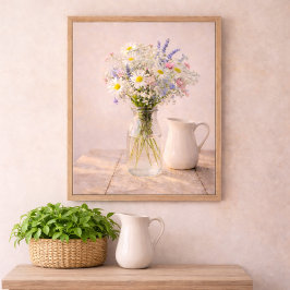 Boerderij Wildbloemenpot en Keramische Kan Poster